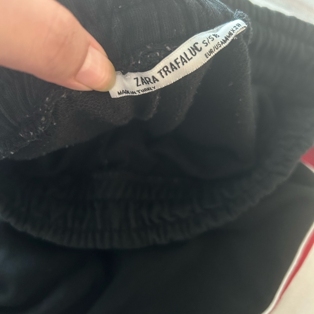 Zara black jogger’s with side red white stripe! Elastic waist - Picture 3 of 4